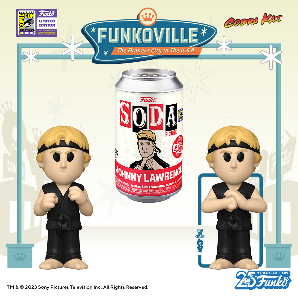 Cobra Kai fans will be grappling to get their hands on the 2023 SDCC-exclusive Funko SODA Johnny Lawrence collectible. There's a 1 in 6 chance you may find the chase of Johnny in a variant pose.